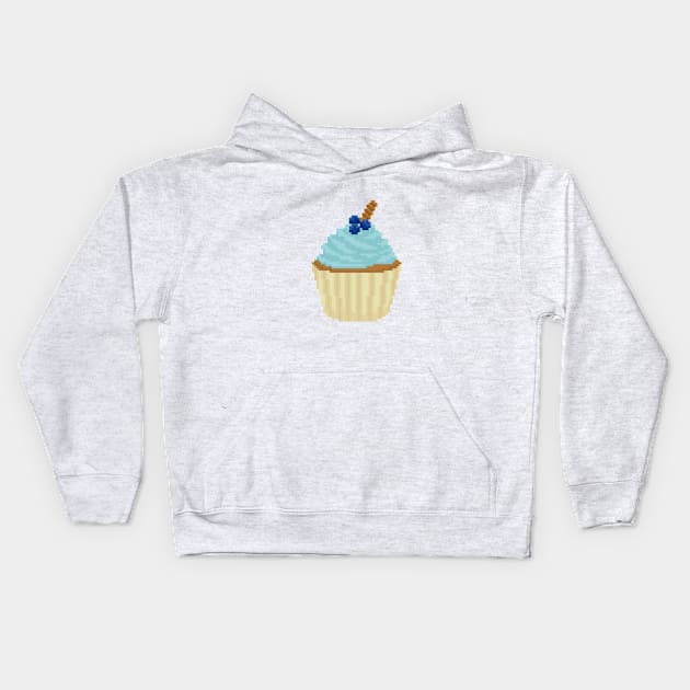 Aqua cupcake pixel art Kids Hoodie by toffany's